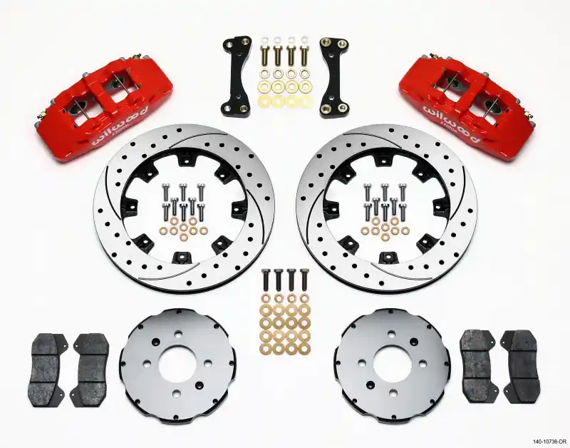 Wilwood Dynapro 6 Front Hat Kit 12.19in Drilled Red 90-99 Civic w/240 mm Disc