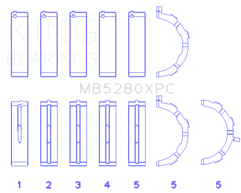 King Engine Bearings Ford 4.6L/5.4L V8 SOHC Performance Coated Main Bearing Set - Size STD