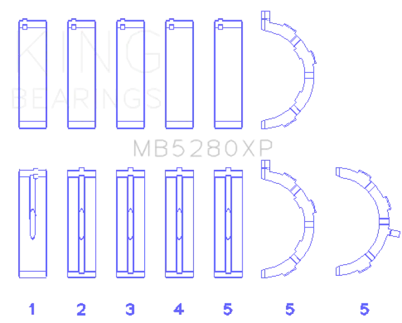 King Engine Bearings Ford Prod. V8 4.6L/5.4L (Size STDX) Performance Main Bearing Set