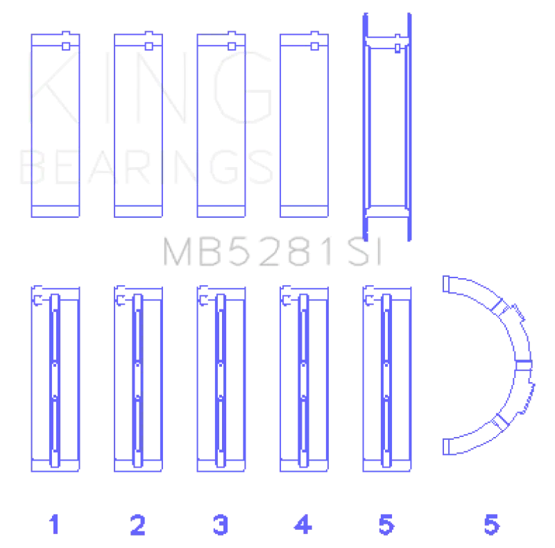 King Engine Bearings Ford 281CI 4.6L V8 (Size +0.75) Main Bearing Set