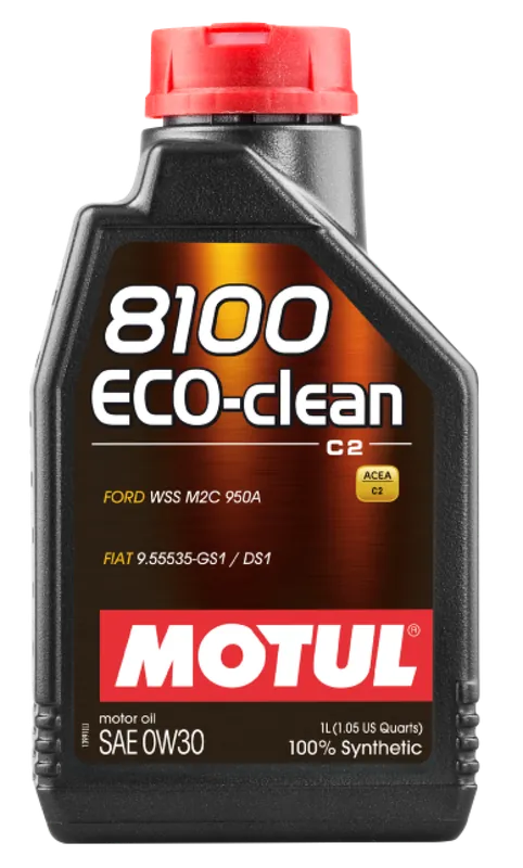 Motul 1L Synthetic Engine Oil 8100 Eco-Clean 0W30 12X1L - C2/API SM/ST.JLR 03.5007 - 1L- CASE OF 12 (12L TOTAL)