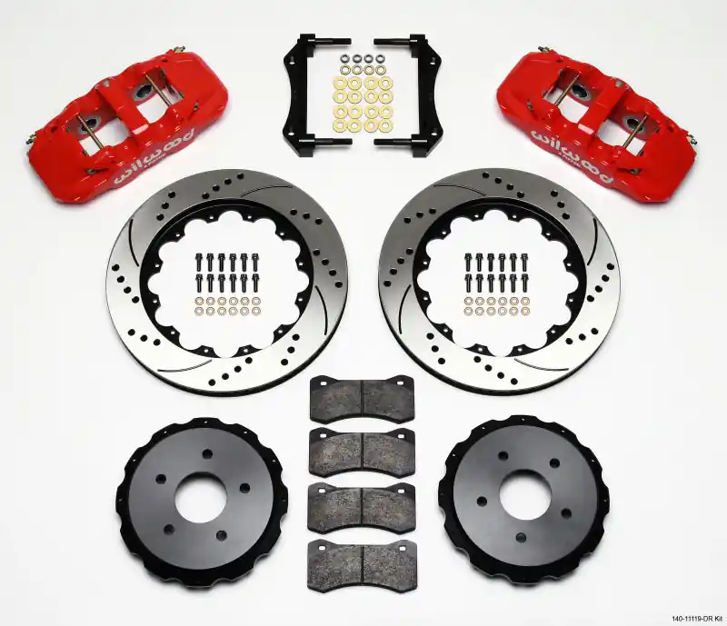 Wilwood AERO4 Rear Kit 14.00in Drilled Red 97-04 Corvette C5/Z06 05-13 C6