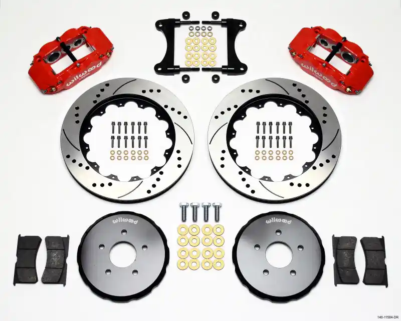 Wilwood Narrow Superlite 6R Front Hat Kit 14.00in Drill Red Nissan 370Z/Fiti G37