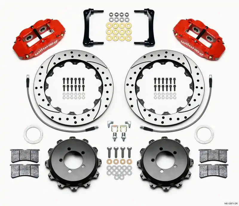 Wilwood Narrow Superlite 4R Rear Kit 12.88in Drilled Red 2012-Up Toyota / Scion FRS w/Lines