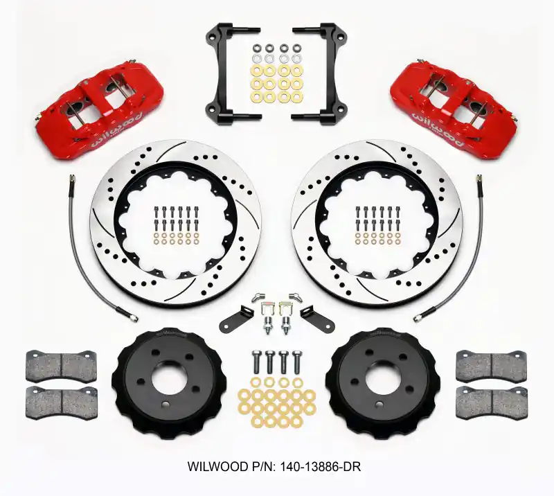 Wilwood AERO6 Front Hat Kit 14.00 Drilled Red 15-23 Mustang w/Lines