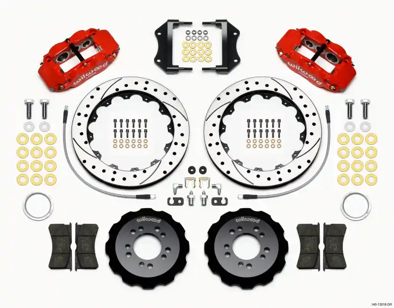 Wilwood Narrow Superlite 6R Front Hat Kit 12.88in Drill Red 2013-Up Ford Focus ST w/ Lines