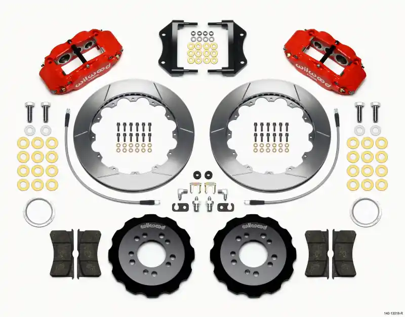 Wilwood Narrow Superlite 6R Front Hat Kit 12.88in Red 2013-Up Ford Focus ST w/ Lines