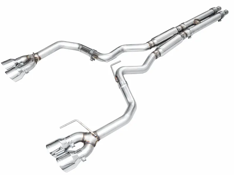 AWE 2024 Ford Mustang GT Fastback S650 RWD Track Edition Cat-Back Exhaust w/ Quad Chrome Silver Tips