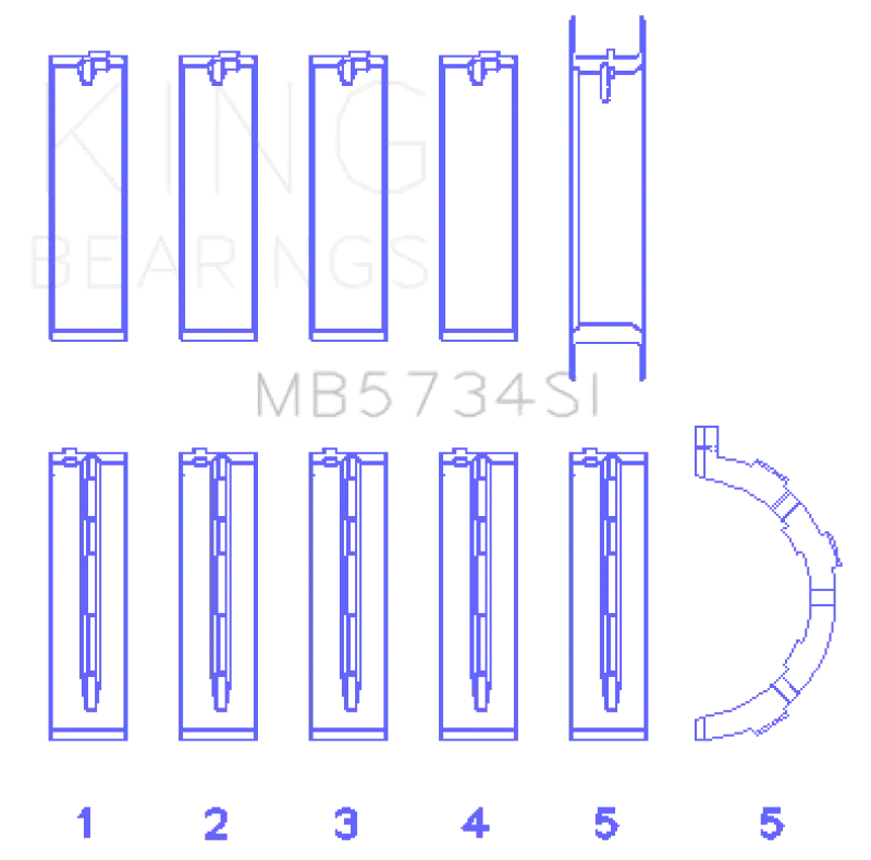King Engine Bearings Ford 302 Cid Coyote (Size +0.5mm) Main Bearing Set