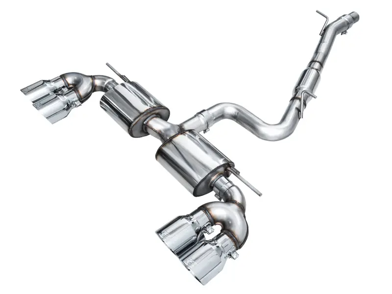 AWE Tuning MK8 Volkswagen Golf R 3in Touring Edition Quad Exhaust - Chrome Silver Tips