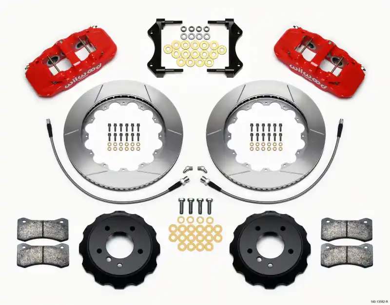 Wilwood AERO6 Front Hat Kit 14.00 Red 2007-2011 BMW E90 Series w/Lines
