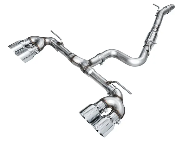 AWE Tuning MK8 Volkswagen Golf R 3in Track Edition Quad Exhaust - Chrome Silver Tips