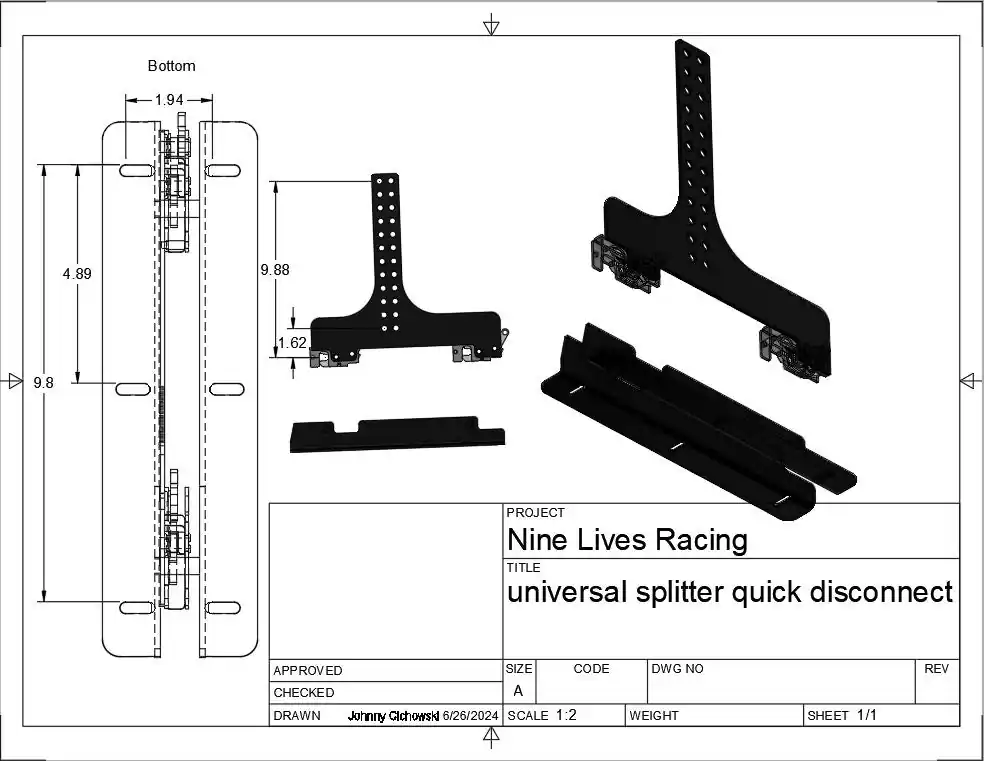 Chassis mount Splitter quick release kit