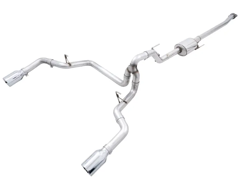 AWE Tuning 0FG 21+ Ford F150 Dual Split Rear Exhaust - 5in Chrome Silver Tips