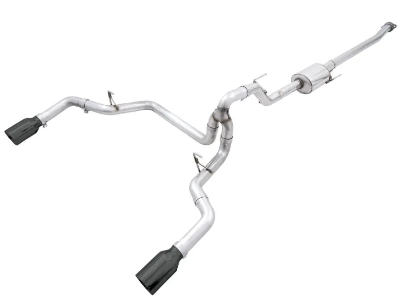 AWE Tuning 0FG 21+ Ford F150 Dual Split Rear Cat-Back Exhaust- 5in Diamond Black Tips