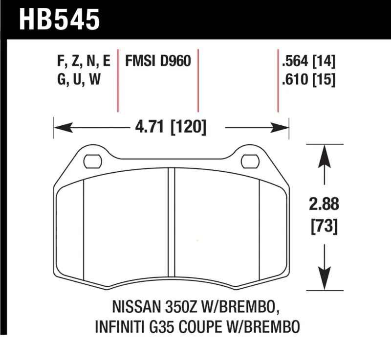 Hawk 04-09 Infiniti G35 3.5L Base Brembo Brakes OE Incl. Pin Clips Shims Front ER-1 Brake Pads