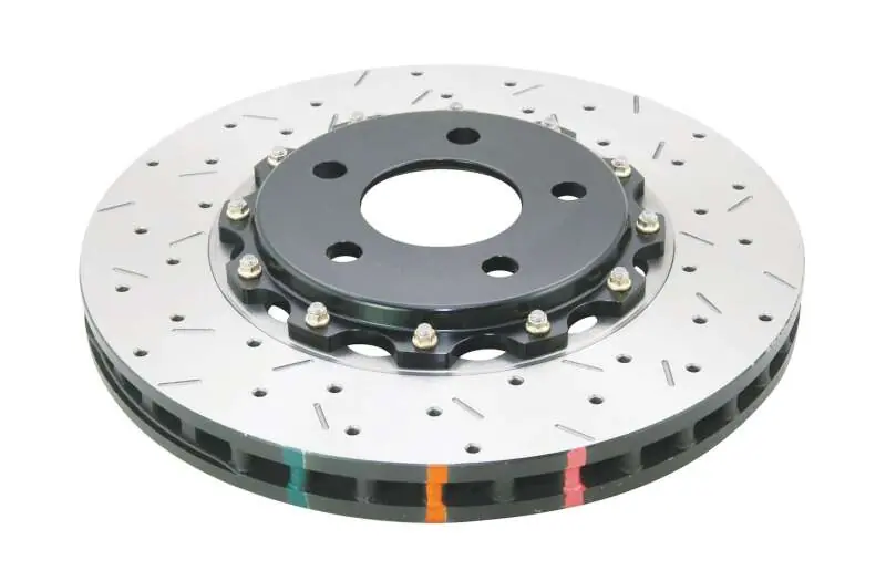 DBA 05-10 Ford Mustang GT / 11-13 V6 Front Drilled & Slotted 5000 Series 2 Piece Rotor w/ Black Hat