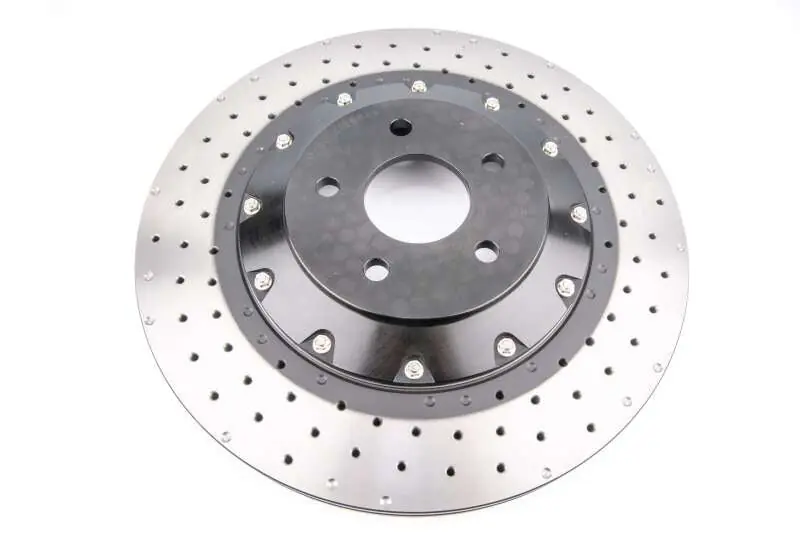 DBA 16-18 Ford Focus RS Front 5000 Series 2-Piece Drilled Rotor w/Black Hat