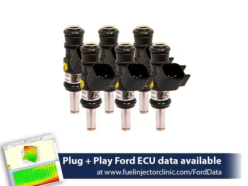 1440cc (140 lbs/hr at 43.5 PSI fuel pressure) FIC Fuel Injector Clinic Injector Set for Ford Mustang V6 (2011-2017) (is461-1440h)