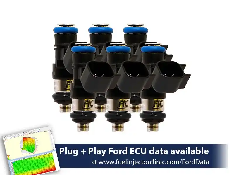 850cc (81 lbs/hr at 43.5 PSI fuel pressure) FIC Fuel Injector Clinic Injector Set for Mustang Ford Mustang V6 (2011-2017) (is461-0850h)