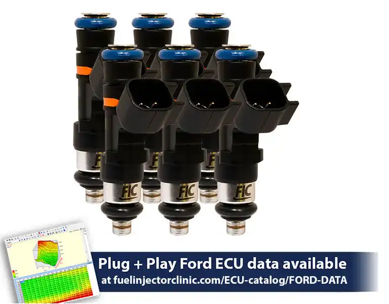 650cc (62lbs/hr at 43.5 PSI fuel pressure) FIC Fuel Injector Clinic Injector Set for Ford Falcon XR6T (FG) (is412-0650h)