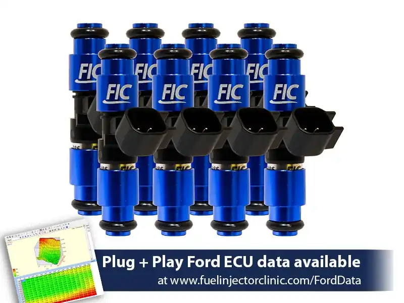 1650cc (160 lbs/hr at 43.5 PSI fuel pressure) FIC Fuel Injector Clinic Injector Set for Ford F150 (1985-2003)/Ford Lightning (1993-1995) (is406-1650h)