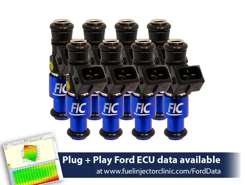 1200cc (110 lbs/hr at 43.5 PSI fuel pressure) FIC Fuel Injector Clinic Injector Set for Ford Shelby GT500 (2007-2014)(High-Z) (is404-1200h)
