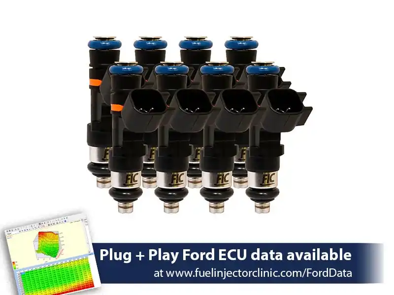 650cc (62 lbs/hr at 43.5 PSI fuel pressure) FIC Fuel Injector Clinic Injector Set for Ford Shelby GT500 (2007-2014)(High-Z) (is404-0650h)
