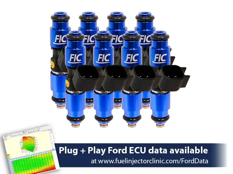 1440cc (140 lbs/hr at 43.5 PSI fuel pressure) FIC Fuel Injector Clinic Injector Set for Mustang GT (1987-2004)/ Cobra (1993-1998)(High-Z) (is402-1440h)