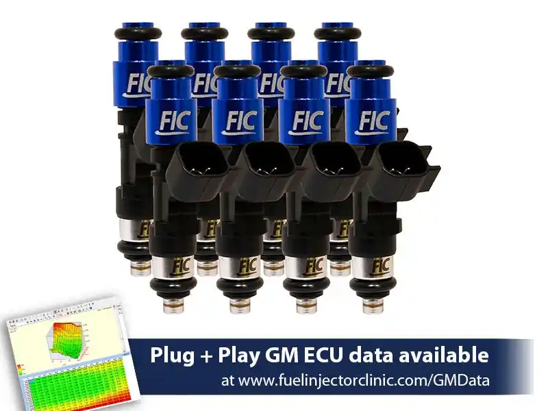 525cc (58 lbs/hr at OE 58 PSI fuel pressure) FIC Fuel Injector Clinic Injector Set for SBC engines (High-Z) (is300-0525h)