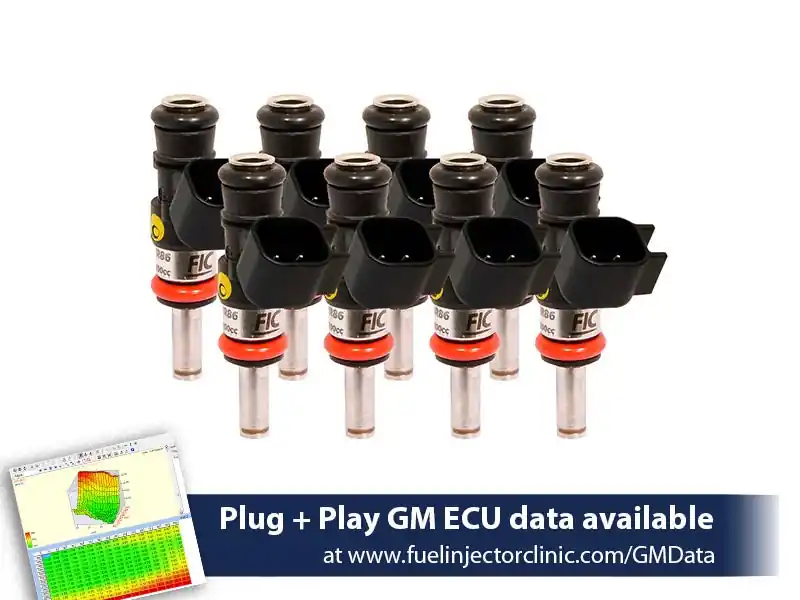 1440cc (160 lbs/hr at OE 58 PSI fuel pressure) FIC Fuel Injector Clinic Injector Set for LS3, LS7, L76, L92, and L99 engines (High-Z) (is303-1440h)