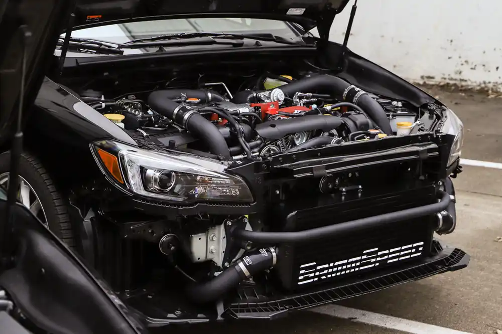 GrimmSpeed Front Mount Intercooler Kit Black Coated Black Piping For Subaru 15-21 STI
