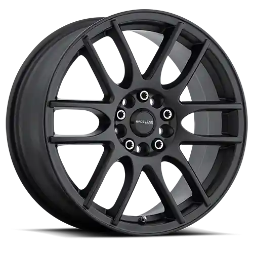 Raceline Aluminum Wheels 16x7 Mystique 141B Satin Black 40 Offset 4 on 100/4 on 108 Bolt Pattern 72.6 Bore