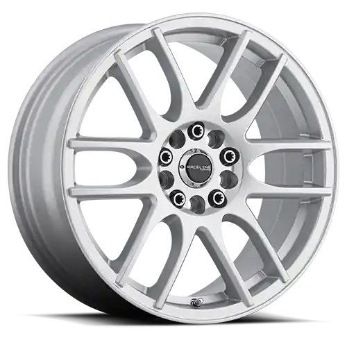 Raceline Aluminum Wheels 16x7 Mystique 141S Gloss Silver 40 Offset 5 on 108/5 on 114.3 Bolt Pattern 72.62 Bore
