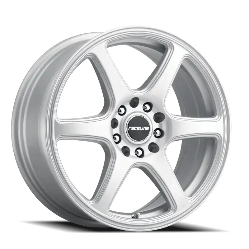 Raceline Aluminum Wheels 14x5.5 Matrix 146S Gloss Silver 35 Offset 5 on 100/5 on 114.3 Bolt Pattern 72.62 Bore