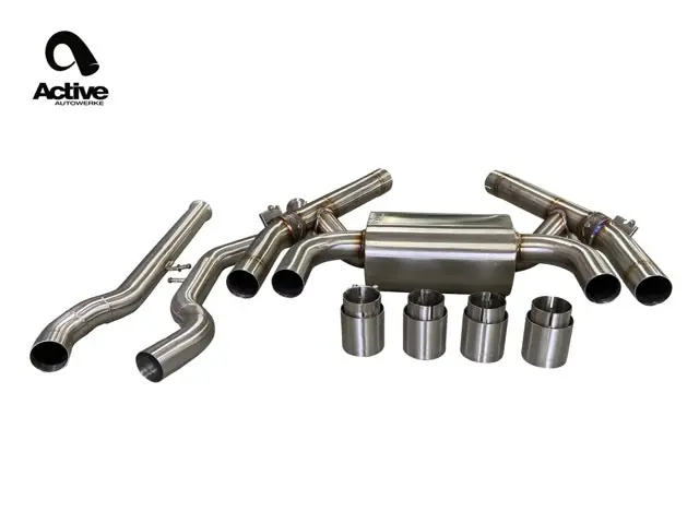 F87 M2C Valved Rear Axle-back Exhaust w Tips w carbon fiber over brushed tips
