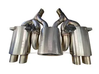 Maad Maxx - F8X BMW M3 & M4 Rear Exhaust Section - 3 Can Valved - Exhaust w Tips w matte black tips