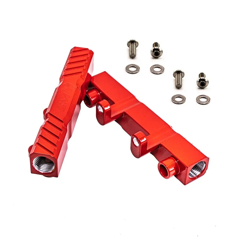 SMY Top Feed Aluminum Fuel Rails Gloss Red Subaru 2002-2014 WRX / 2007-2021 STI
