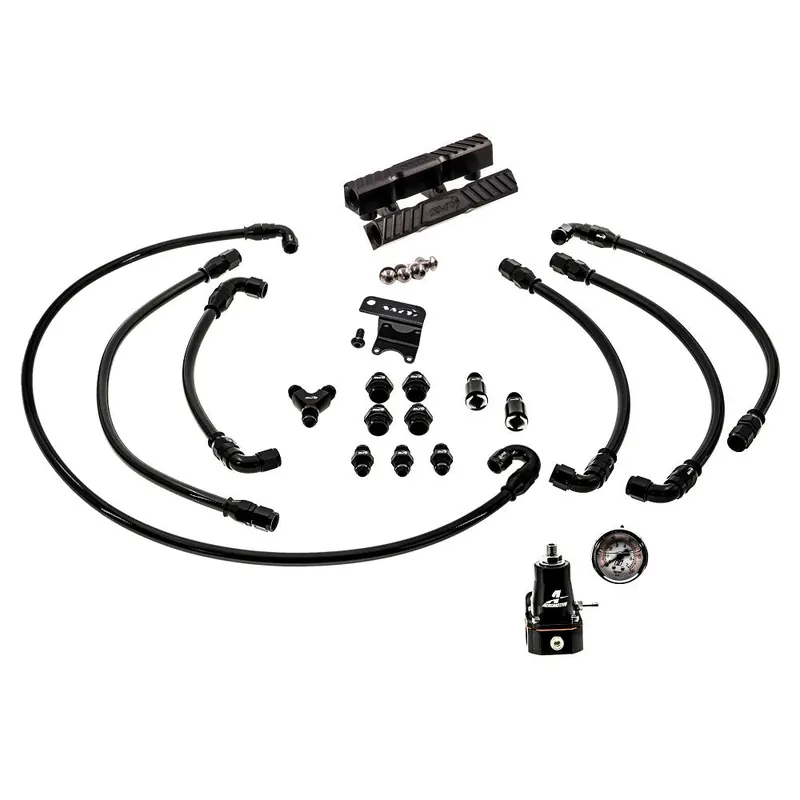 SMY V2 MAX Top Feed PTFE Fuel Line Kit Black Fuel Rails & Fuel Pressure Regulator Subaru 2002-2014 WRX / 2004-2021 STI