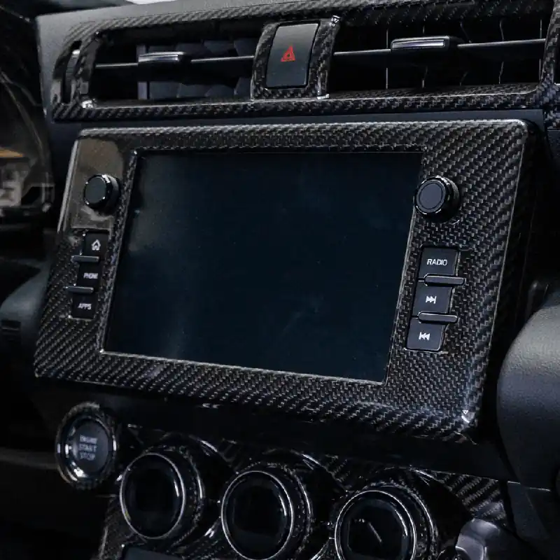 JDMuscle [[22-26 BRZ/GR86]] Tanso Pre-preg Carbon Fiber Center Mutimedia/ Radio Screen Cover w/ Gloss Finish