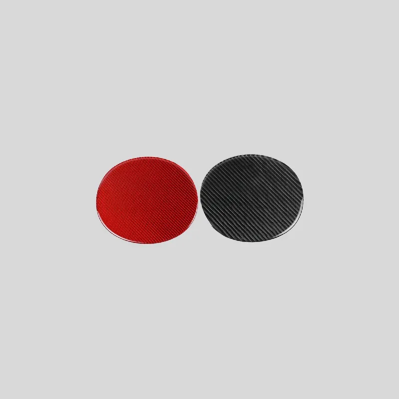 JDMuscle [22-26 WRX] P&S Series Carbon Fiber Fuel Door Cover | Black Carbon Fiber/ Red Carbon Fiber