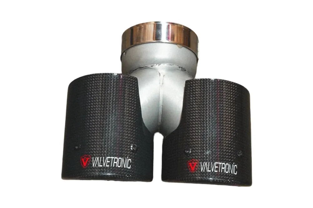 Universal Exhaust Tips 2.5 Inch Single to Dual Carbon Fiber Valvetronic Designs
