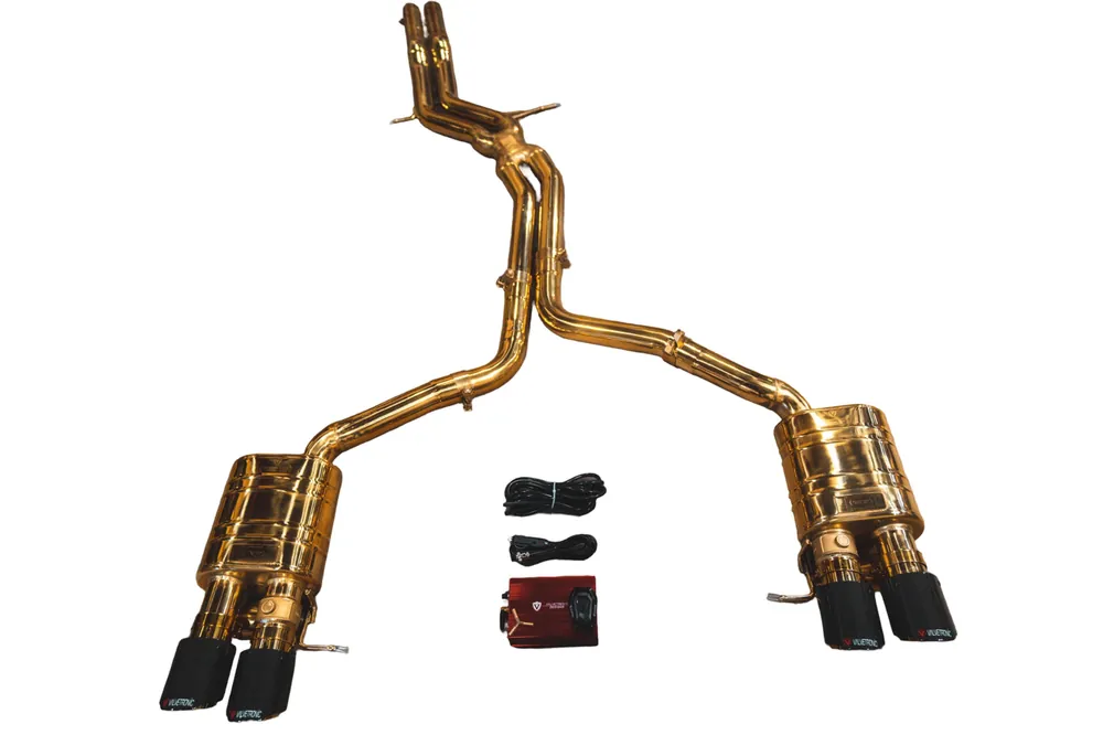 2010-2016 Audi B8, B8.5 S4, S5 3.0, 4.2L Catback T304 Stainless Steel Finished in Anodized Gold Black 3.5 Inch Outlet Tips Valvetronic Designs