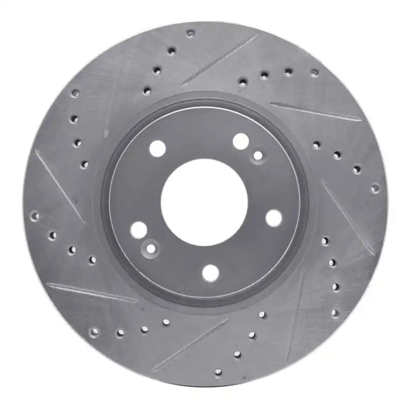 R1 05-24 Hyundai Veloster Front Left Drilled & Slotted Silver Brake Rotor