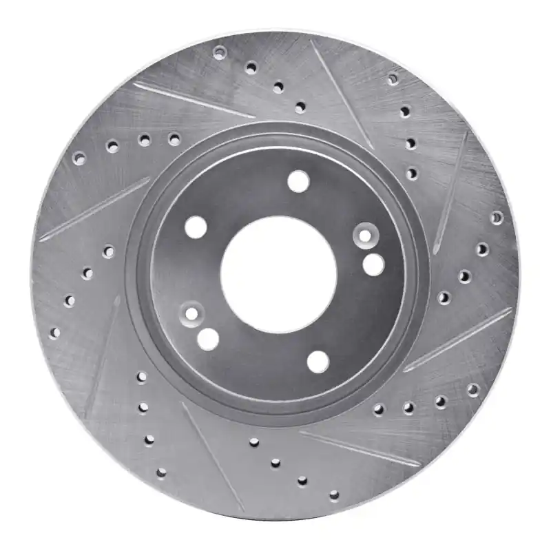 R1 05-24 Hyundai TUCSON Front Right Drilled & Slotted Silver Brake Rotor