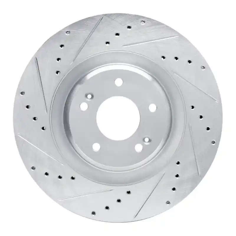 R1 19-22 Hyundai Veloster N Front Left Drilled & Slotted Silver Brake Rotor