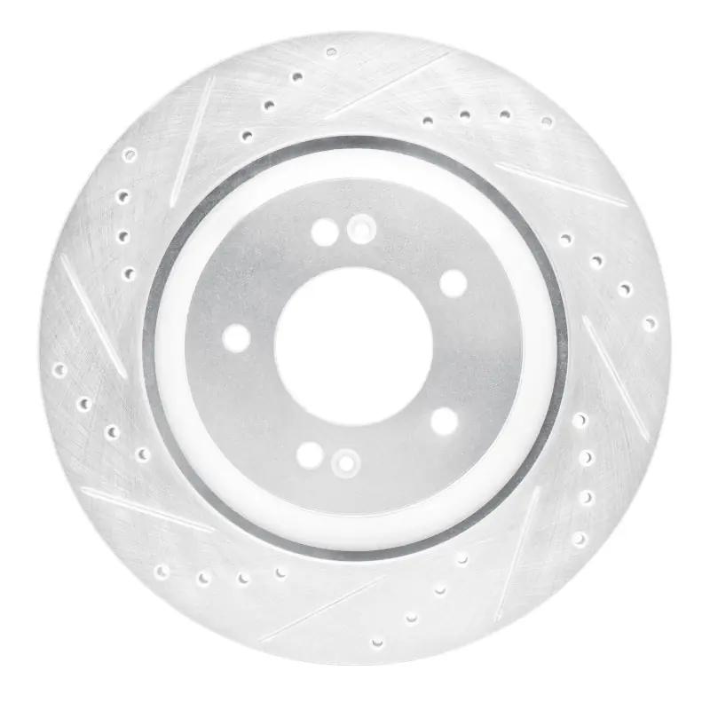 R1 2019-2025 Hyundai Elantra N Rear Left Drilled & Slotted Silver Brake Rotor