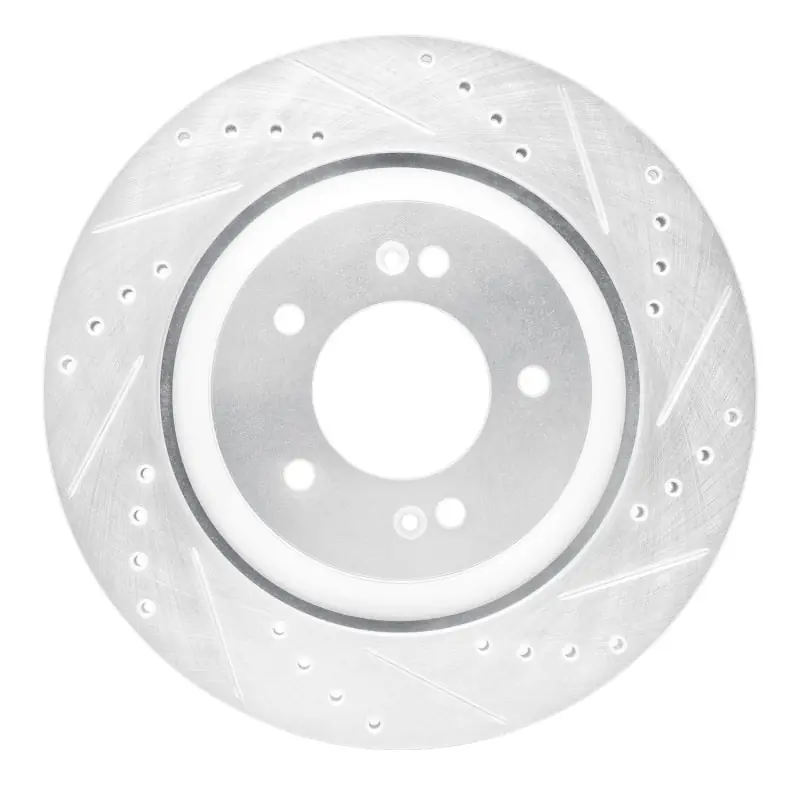 R1 2019-2025 Hyundai Kona N Rear Right Drilled & Slotted Silver Brake Rotor