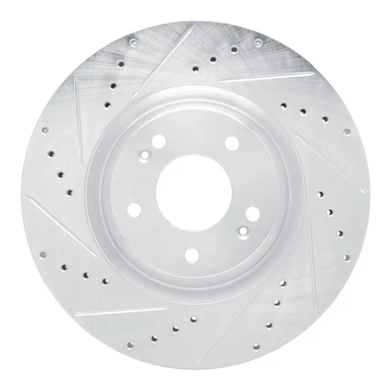 R1 19-22 Hyundai Veloster N Front Left Drilled & Slotted Silver Brake Rotor