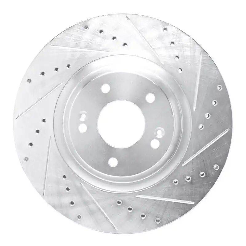 R1 19-22 Hyundai Veloster N Front Right Drilled & Slotted Silver Brake Rotor